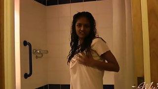 Indian babe divya in shower masturbating on camera