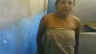 Indian wife taking shower in front of her hubby who recording